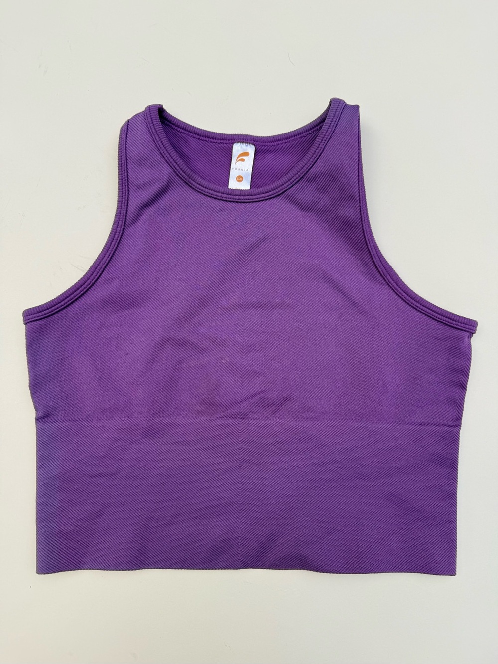 Fornia Purple Ribbed Cropped Girls Tank Top Sports Bra L/XL